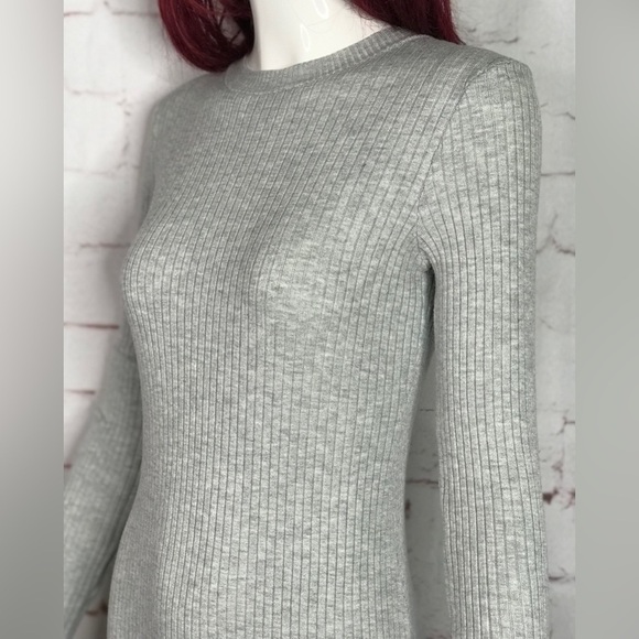 H&M DIVIDED S Sweater Dress Ribbed Knit Grey Midi Bodycon High Slit Size Small - Picture 3 of 15